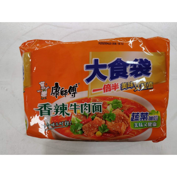 KangShiFu Spicy Beef Noodles （Big）/康师傅香辣牛肉面(大食袋） -  5 Pcs