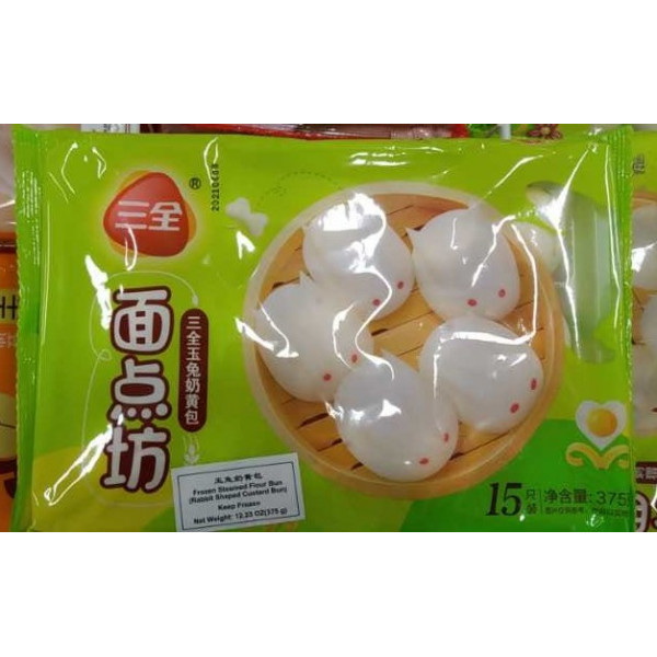 Sanquan Frozen  Steamed Flour Bun / 三全玉兔奶黄包 - 375 g