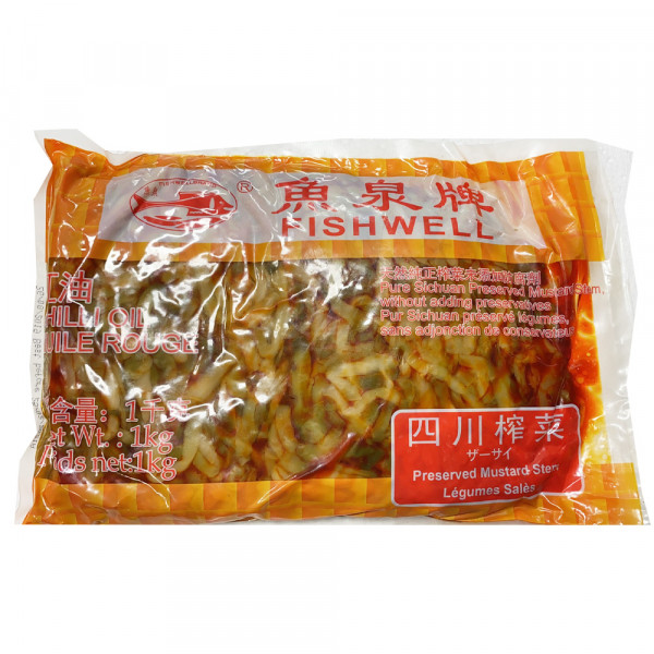 FishWell SiChuan Mustard  (Hilli Oil) / 鱼泉牌四川榨菜丝（红油）- 1Kg
