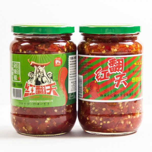 Fresh Chopped Hot Pepper/ Garlic Flavored Chopped Chili /红翻天纯鲜剁辣椒 /红翻天蒜蓉剁辣椒 700g